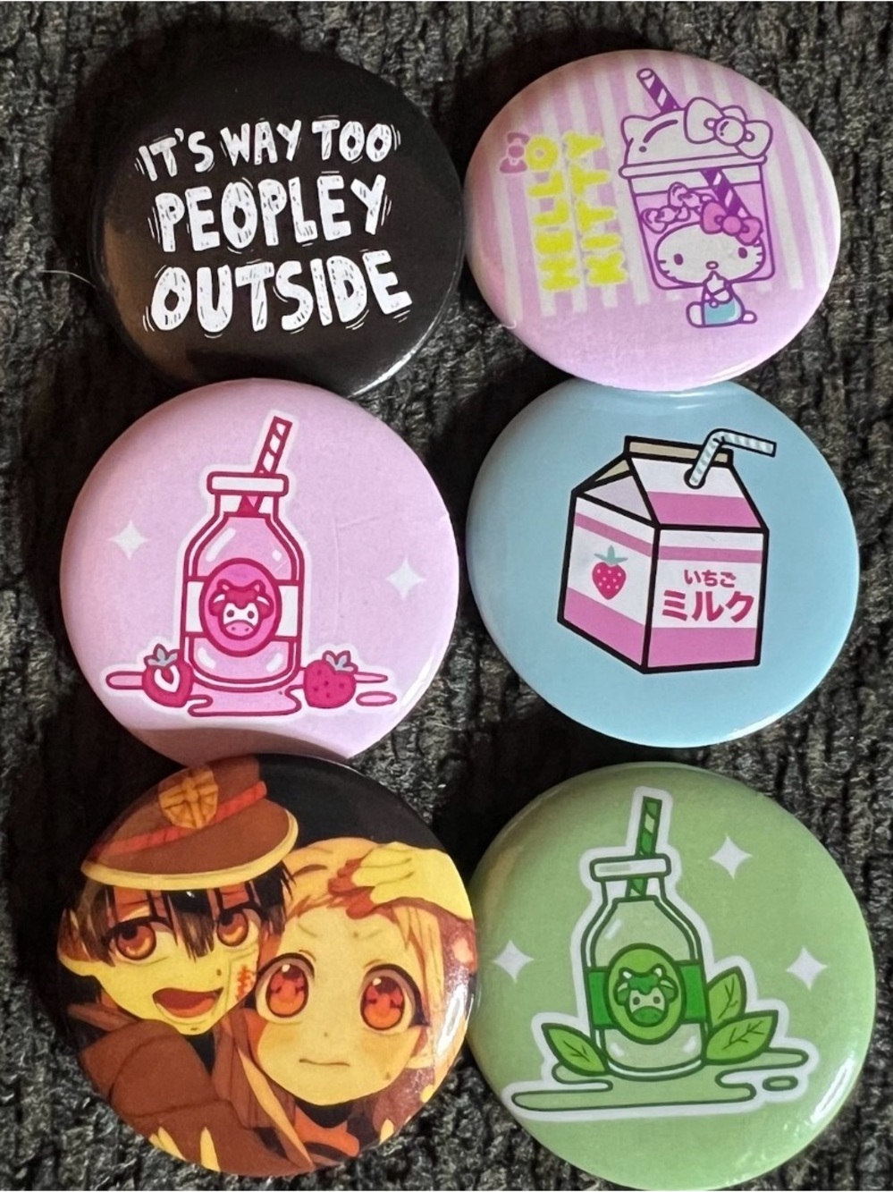 Set of 6 Assorted Button Pins